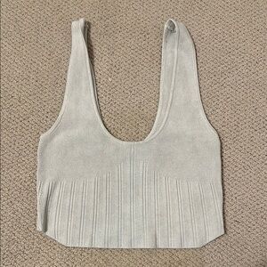 Urban Outfitters Cream Ribbed Crop Tank Top